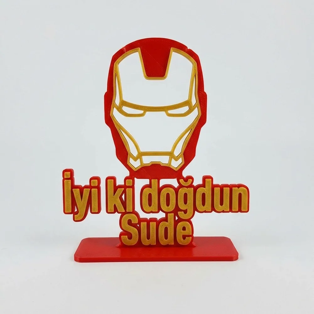 demir adam doğum günü süsü,ironman  doğum günü süsü - Temalı Doğum Günü Pasta Süsü (10cm)