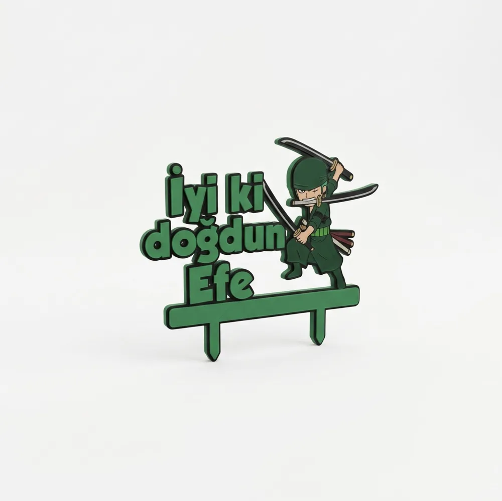 roronoa zoro doğum günü süsü - Temalı Doğum Günü Pasta Süsü (10cm)