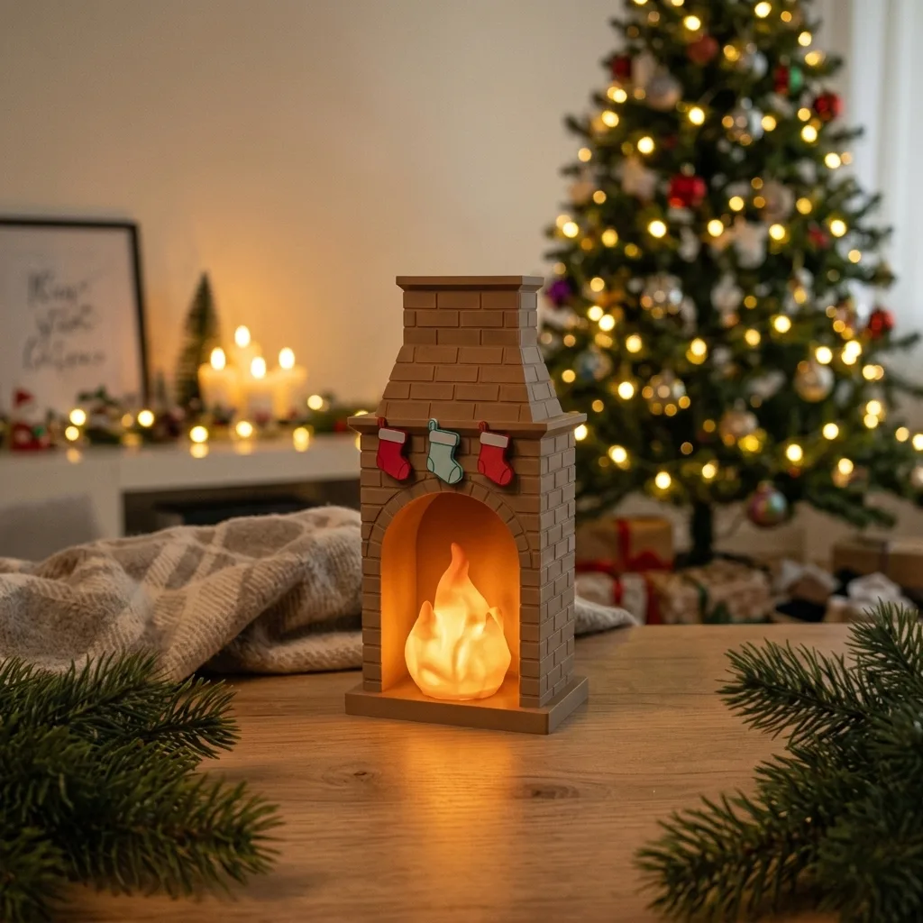 Işıklı Noel Şömine